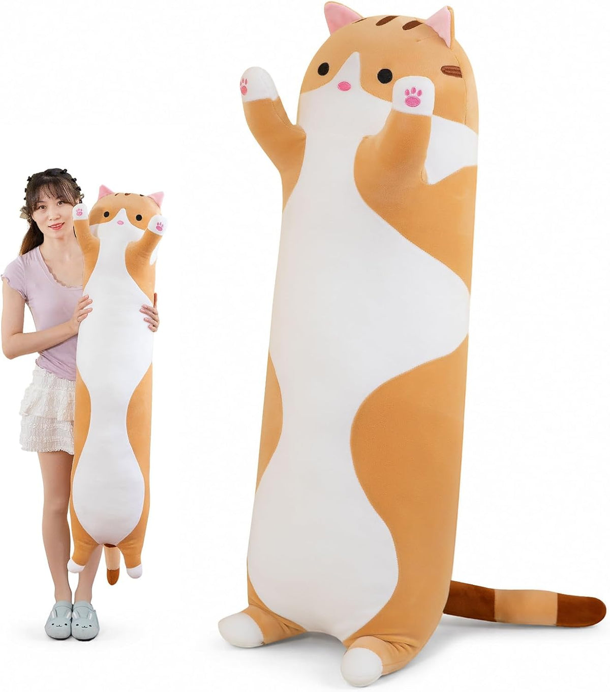 Almohada de felpa de cuerpo larga y suave con diseño de dibujos ani...