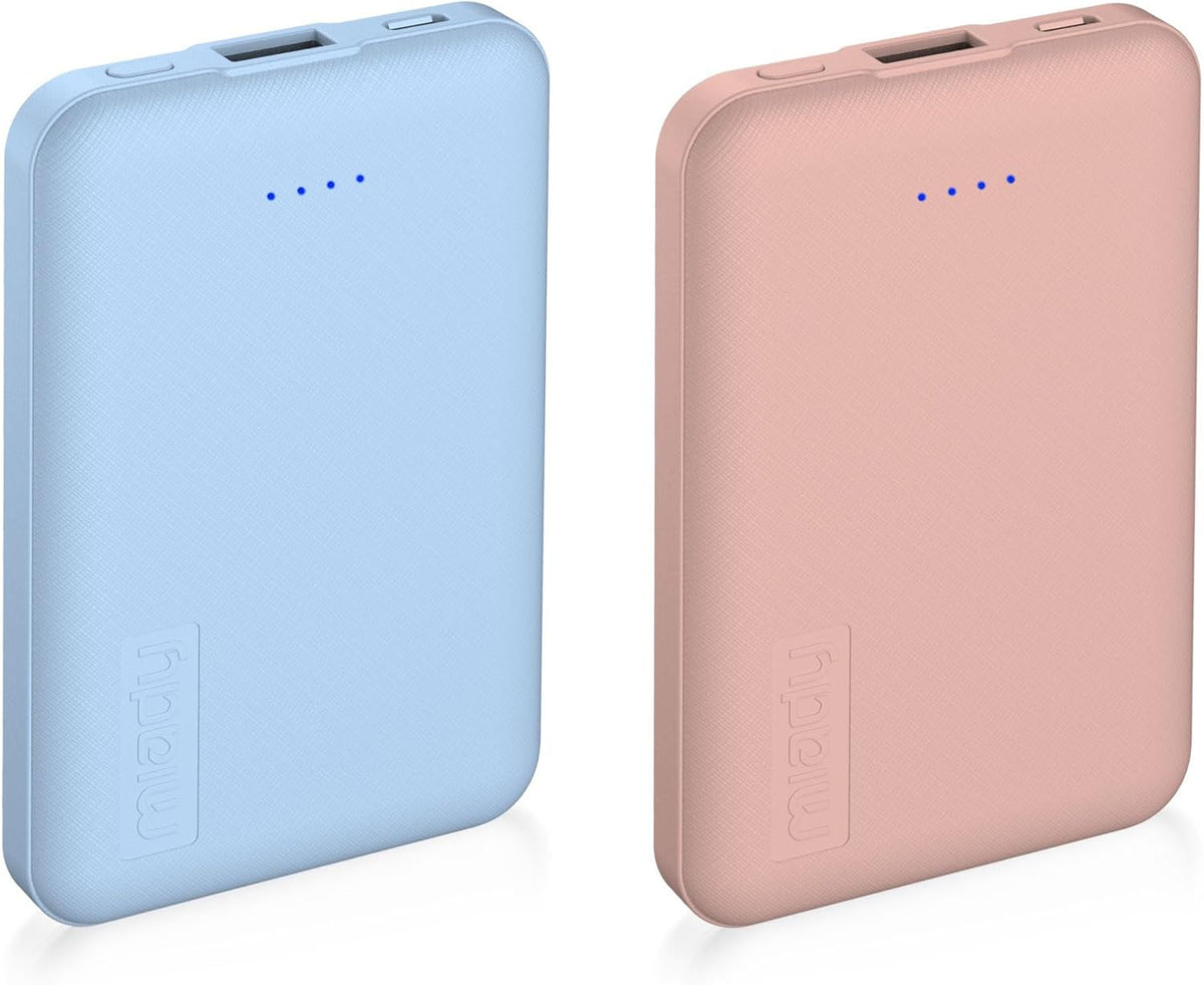 Miady - Paquete de 2 cargadores portátiles pequeños de 5000 mAh, ba...
