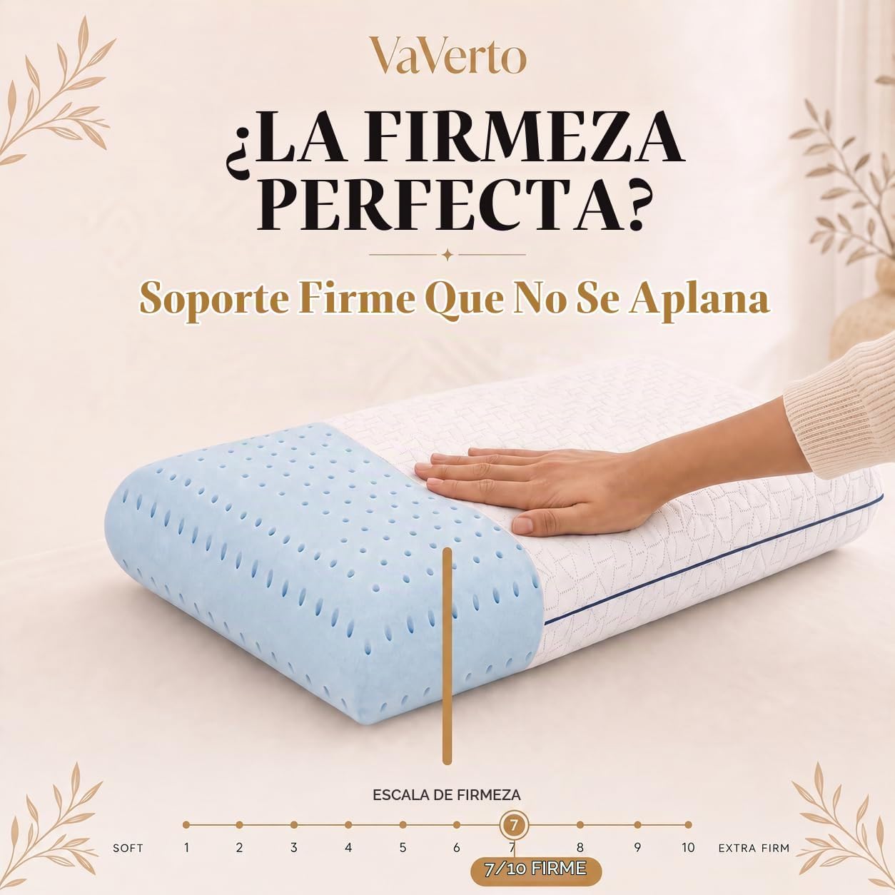 Vaverto Almohadas de espuma viscoelástica Queen - Almohada firme -...