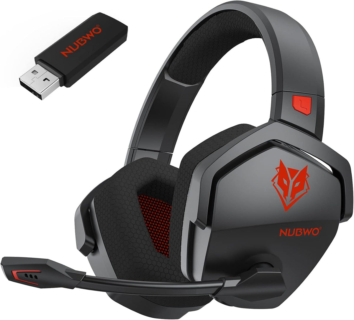 NUBWO Auriculares inalámbricos para juegos con micrófono para PC Ps...