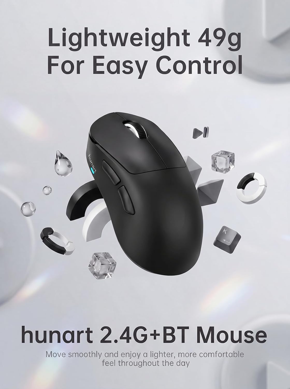 hunart Ratón inalámbrico H6 de 1.73 oz, Bluetooth y 2.4 GHz, carga...