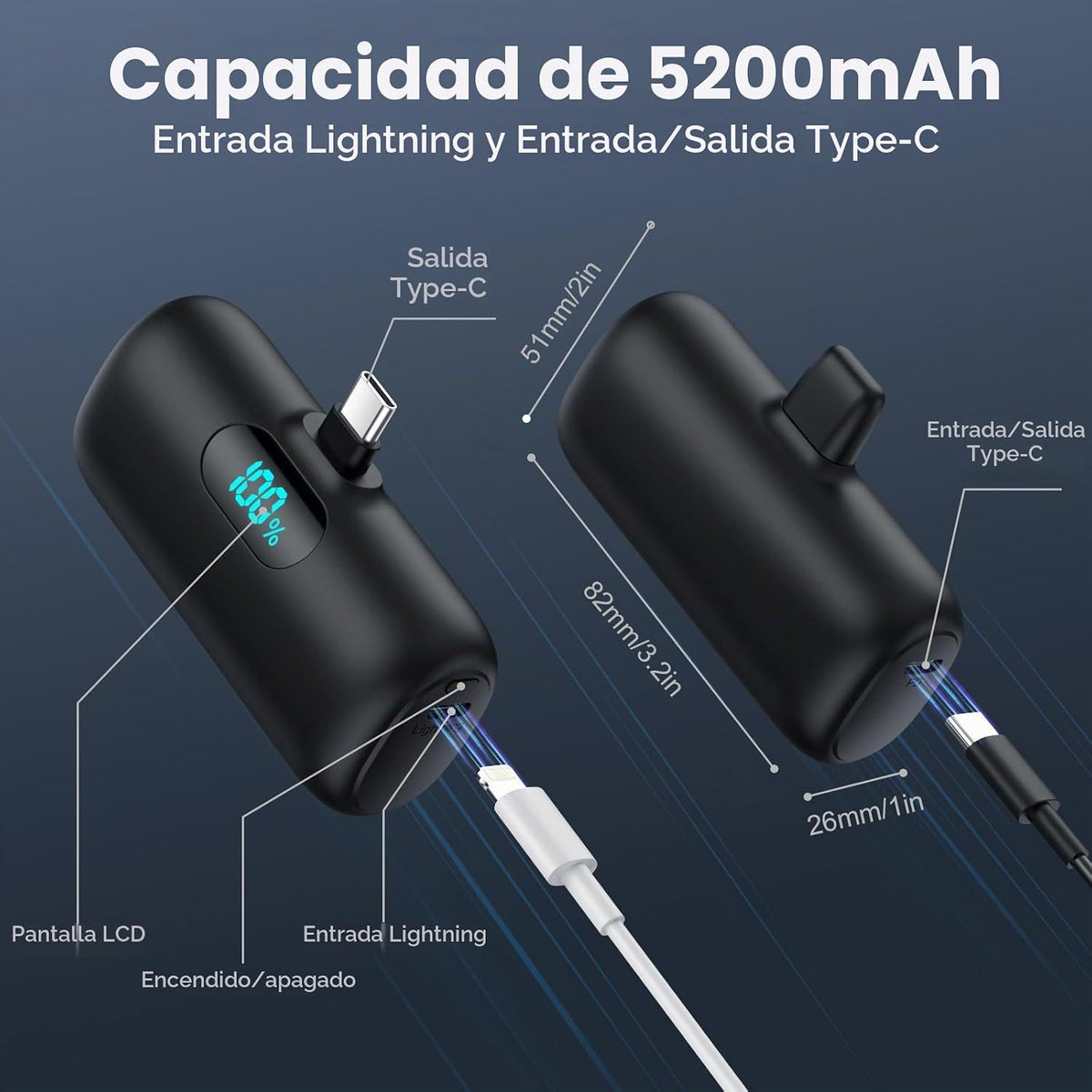 [Paquete de 2] Cargador portátil para iPhone 17\/16\/15, mini carga...