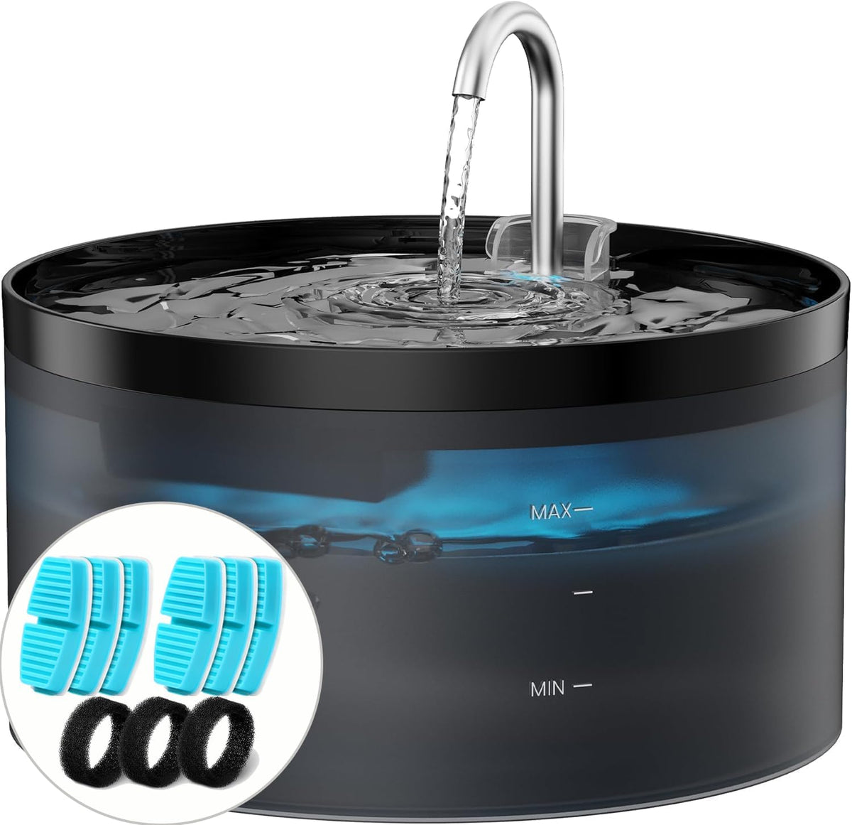 Fuente de agua para gatos: fuente para gatos de 108 oz\/3.2 L, fuen...
