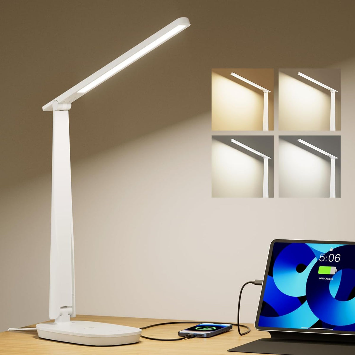 Honeywell Lámpara de escritorio LED para oficina en casa, luz de le...
