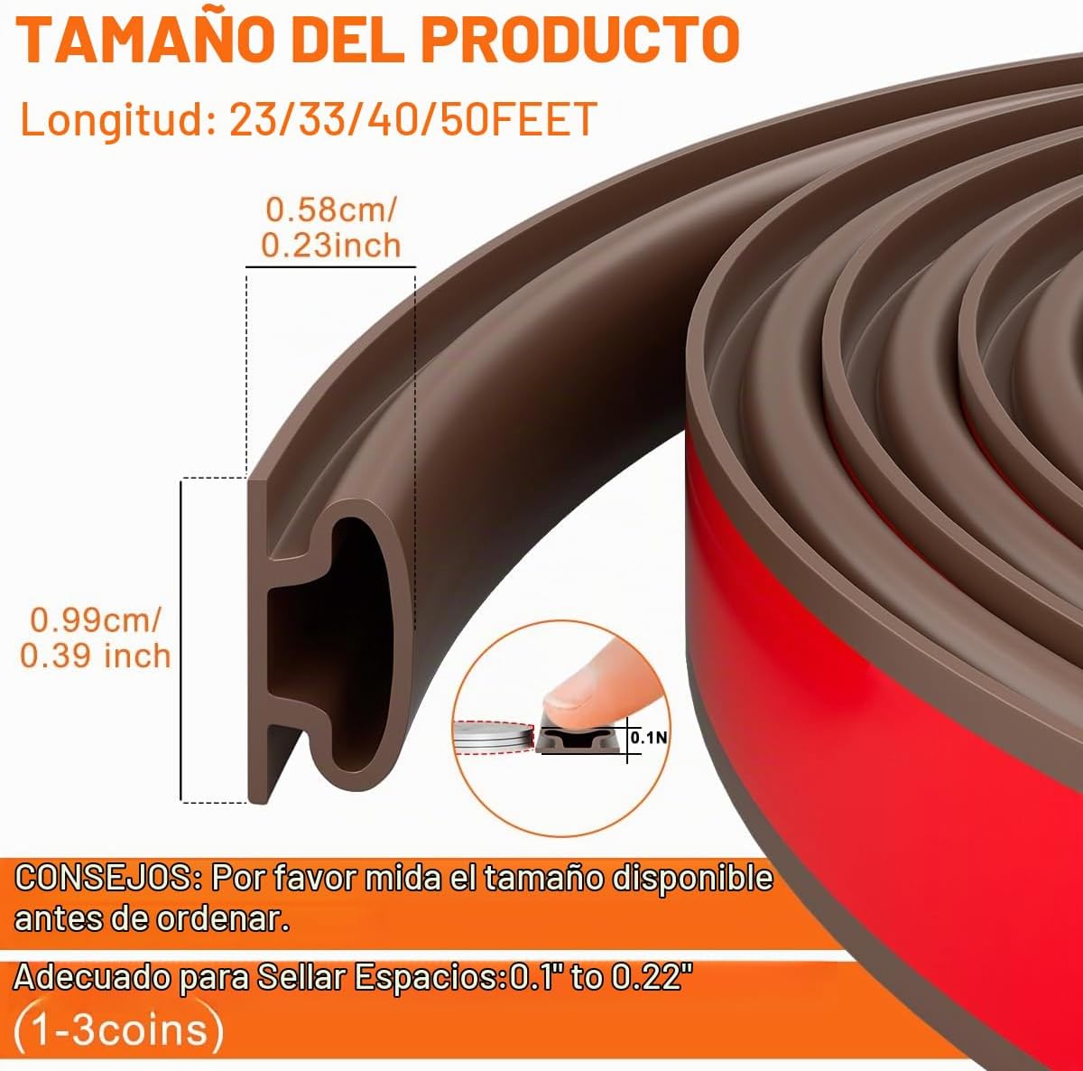 Cinta de sellado de puerta de sellado climático de goma marrón, tir...