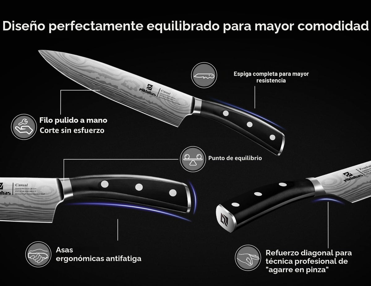 Piklohas Juego de cuchillos para cocina con bloque, 17 piezas con s...