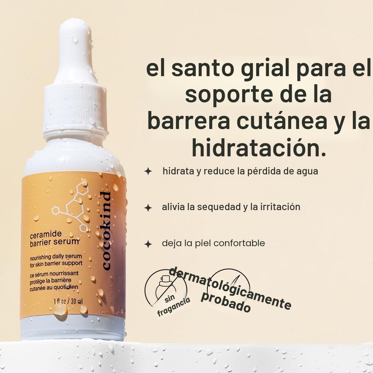 Cocokind Suero de barrera de ceramida, suero hidratante para reduci...