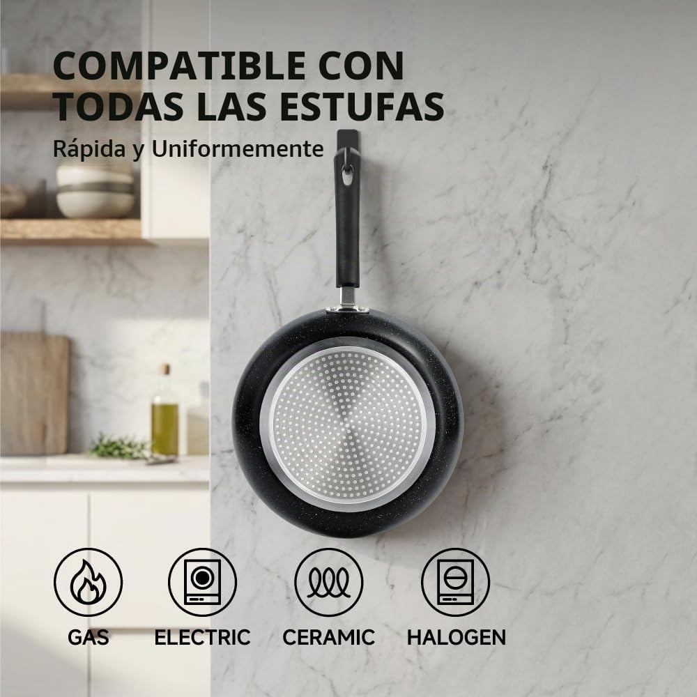 RATWIA - Juego de 3 sartenes antiadherentes para placa de inducción...