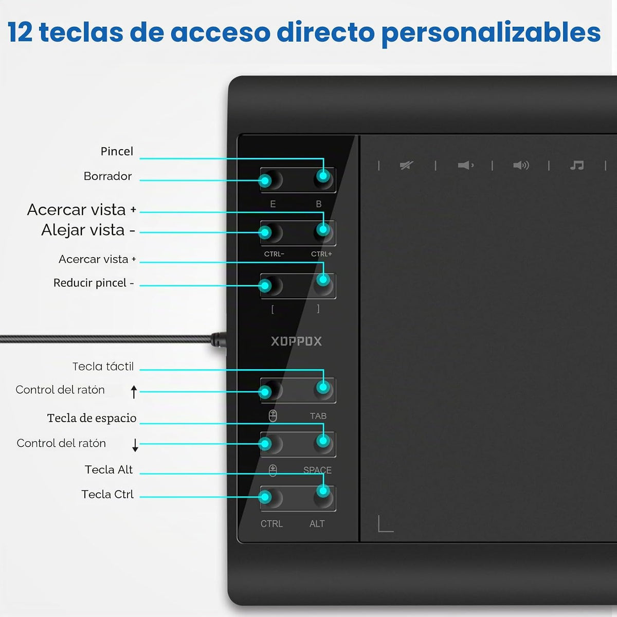 XOPPOX Tableta de dibujo gráfico, área activa grande de 10 x 6 pulg...