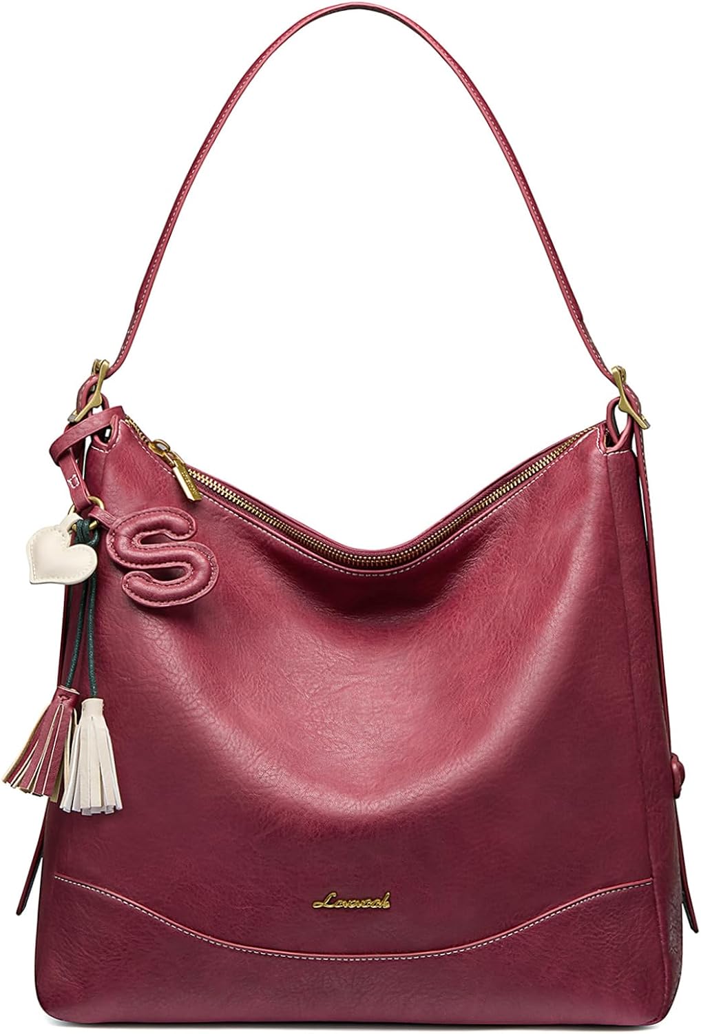 LOVEVOOK Bolsos hobo para mujer con dije inicial, bolso cruzado sua...