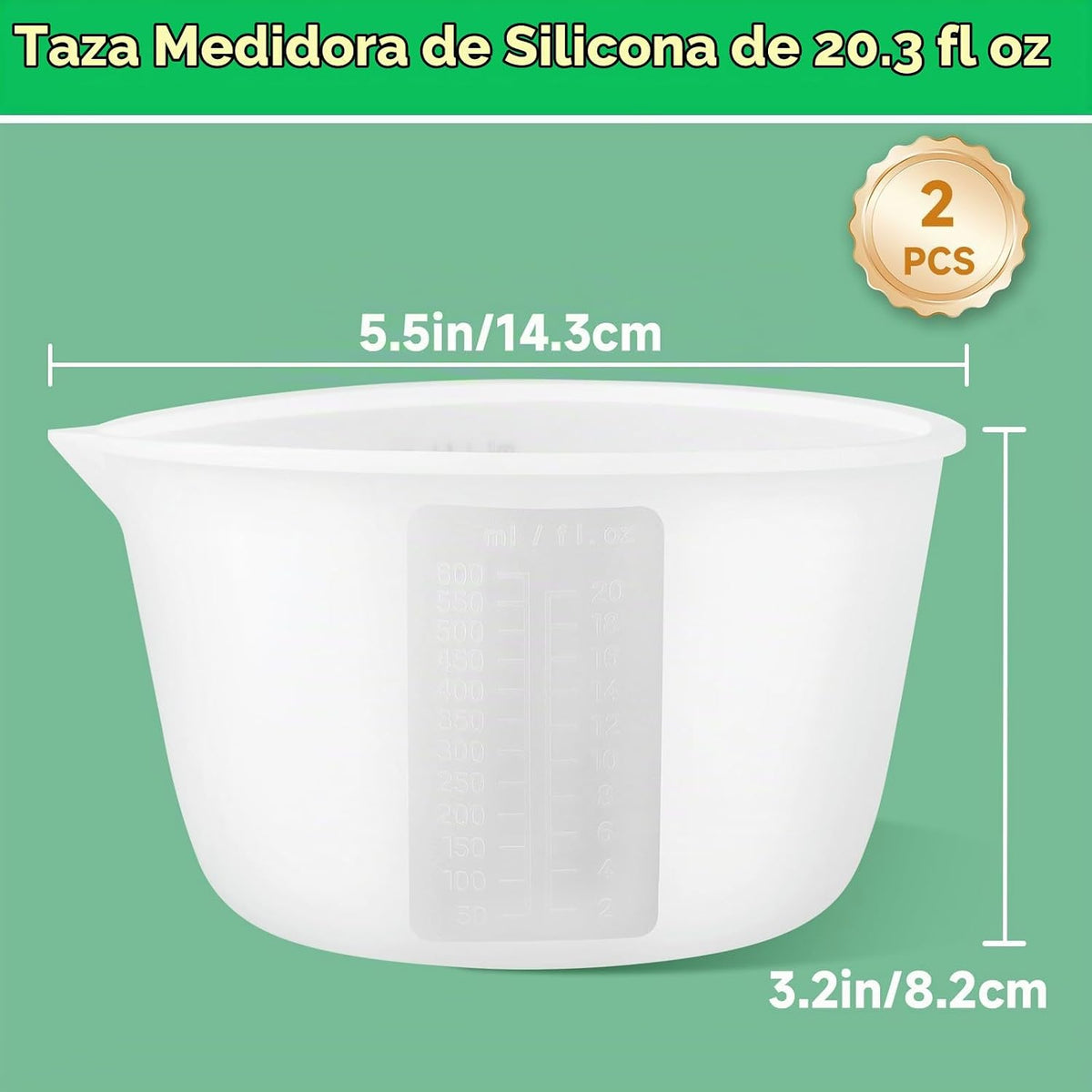 Gartful Vasos de resina de silicona reutilizables de 20.3 fl oz, ta...