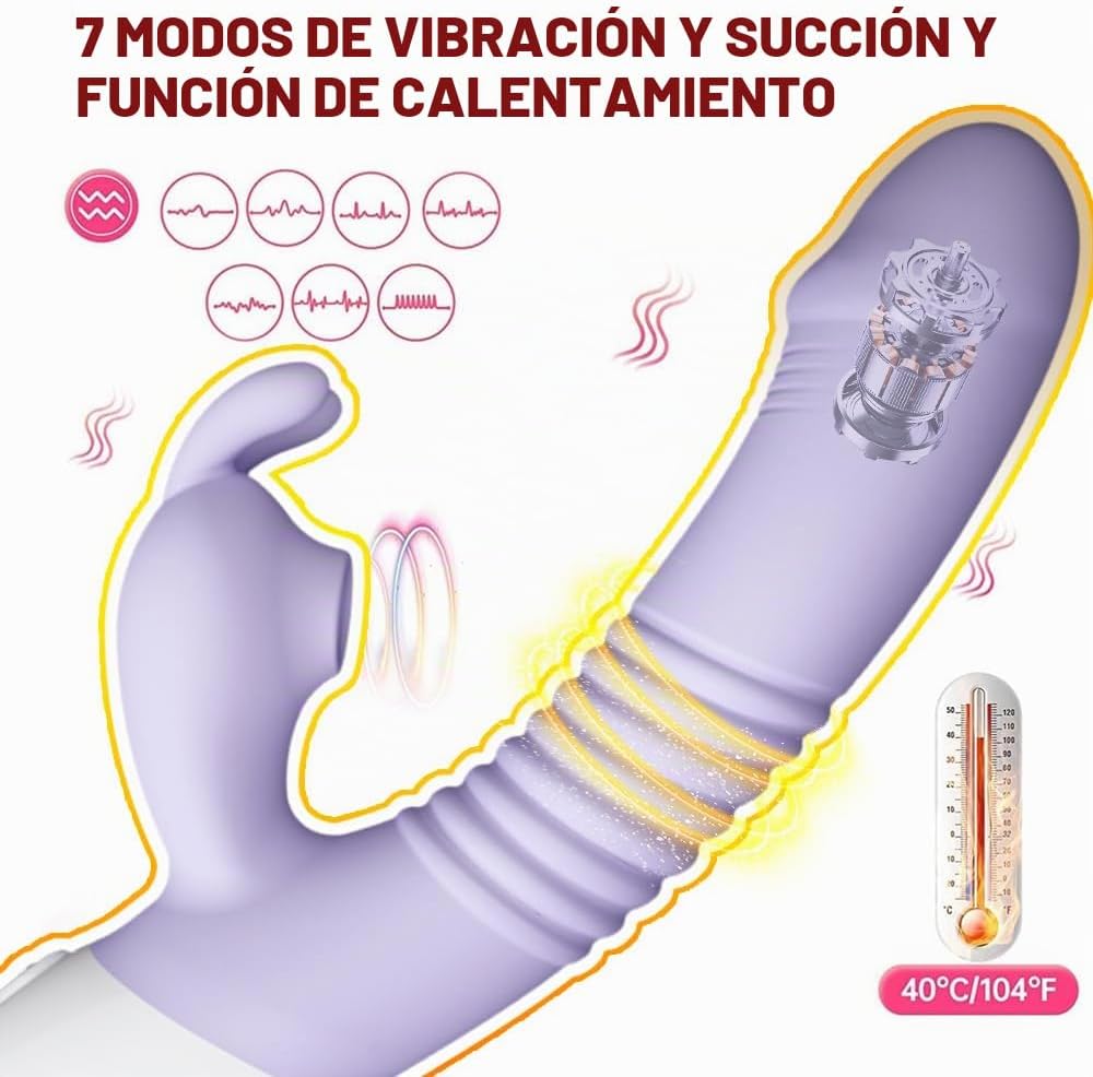 Juego de juguetes de placer con orejas de conejo, 7 modos potentes...