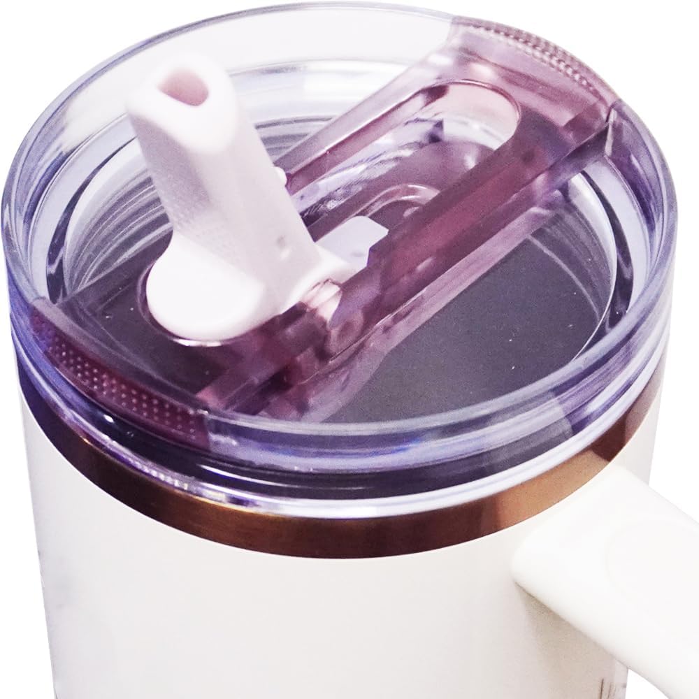 Dreamfocus - Tapa con popote plegable a prueba de fugas de 40 oz, r...
