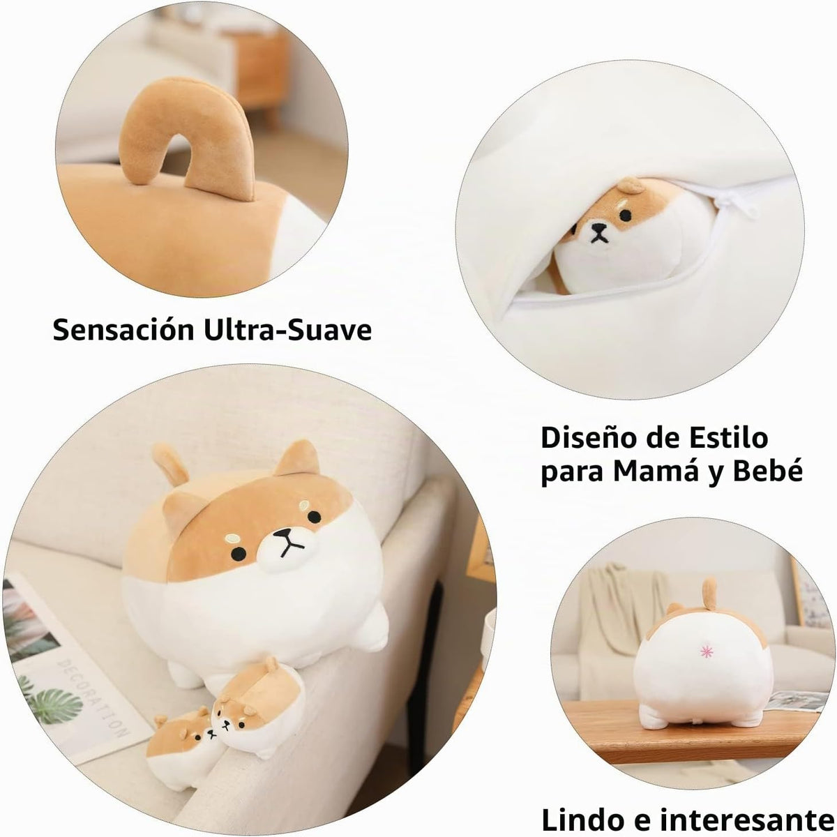 SQEQE Juguete de peluche Shiba Inu con 4 peluches de Shiba Inu en s...