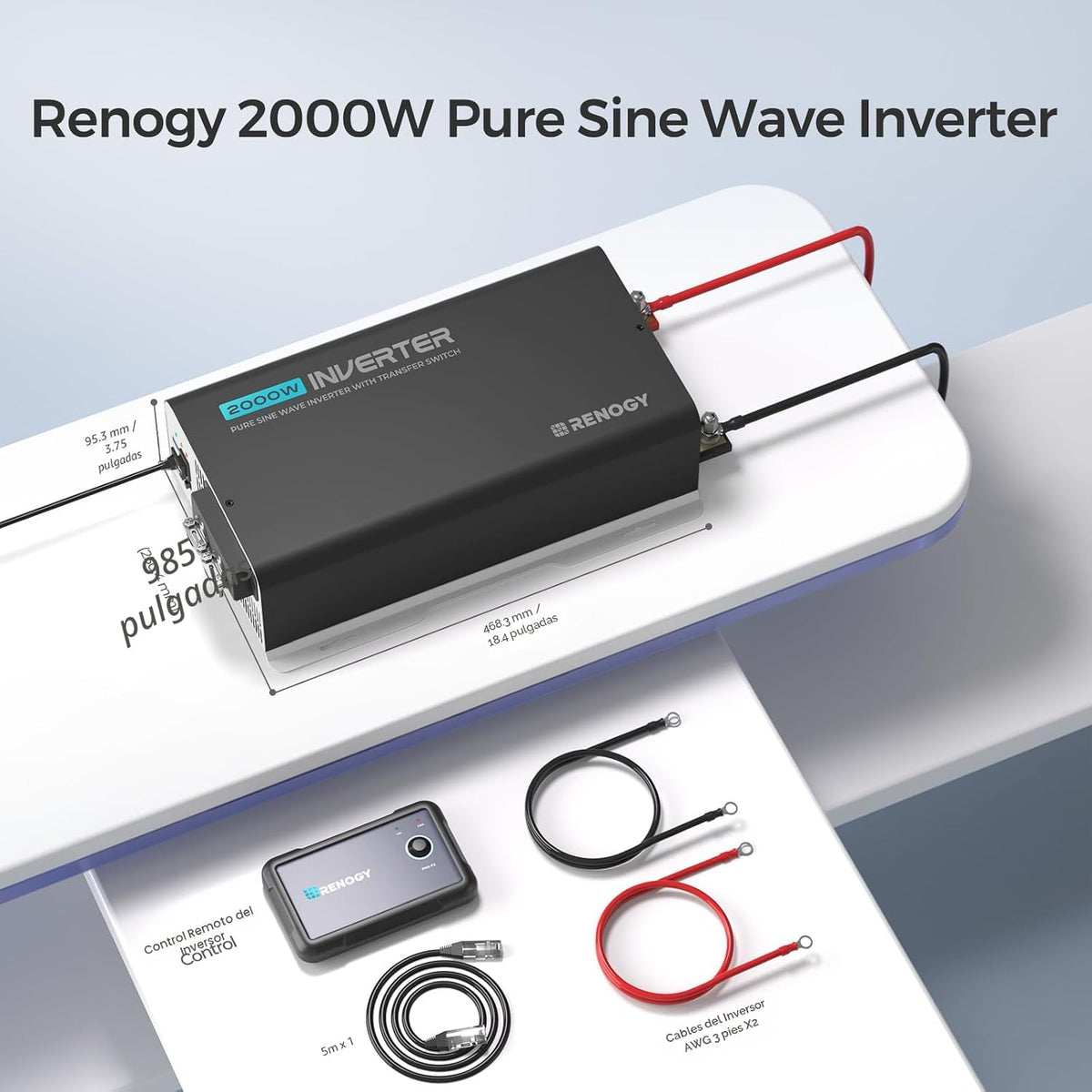 Renogy Inversor PUH, inversor de corriente de onda sinusoidal pura...
