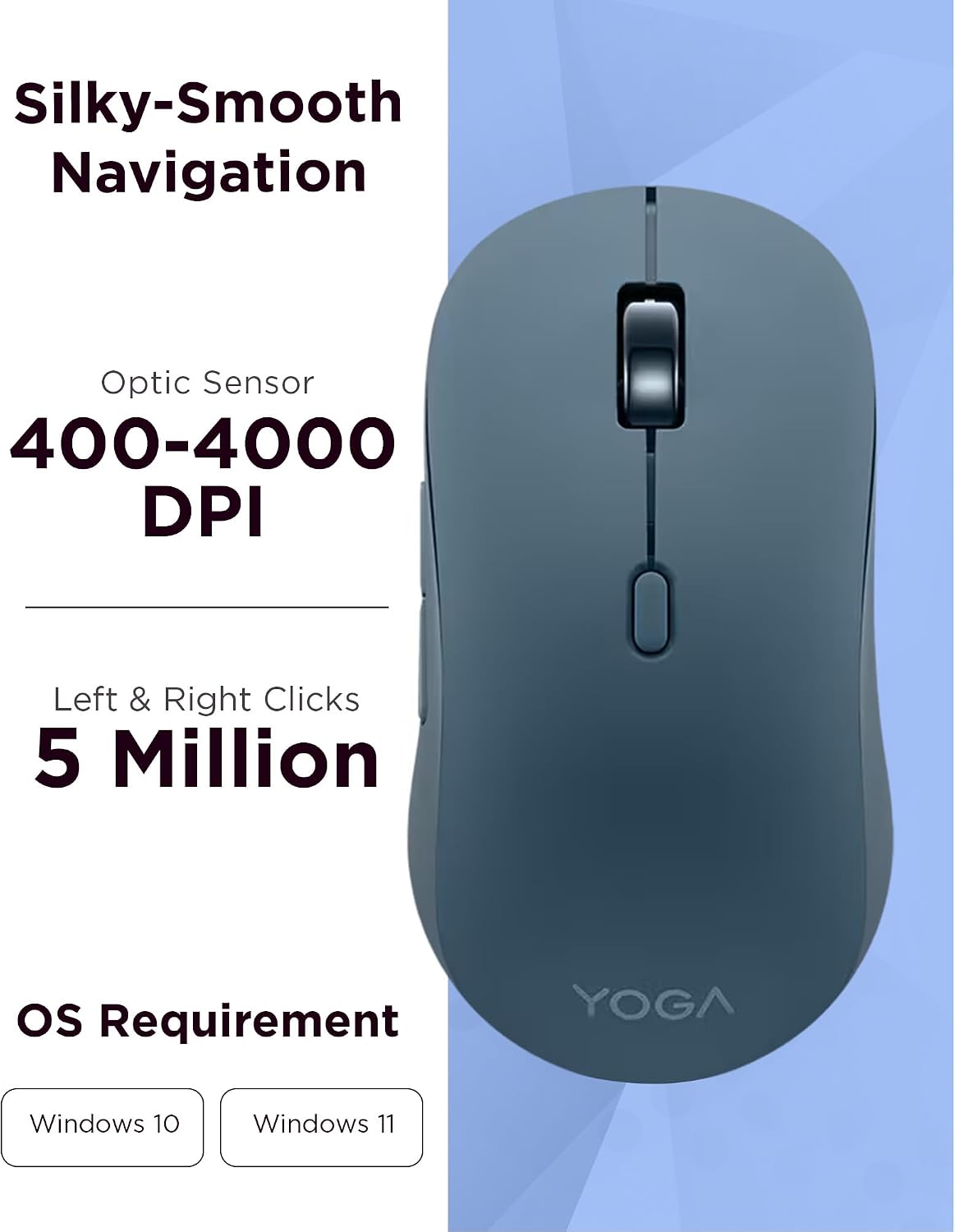 Ratón Lenovo Yoga Bluetooth silencioso, ajuste de DPI de 3 niveles,...