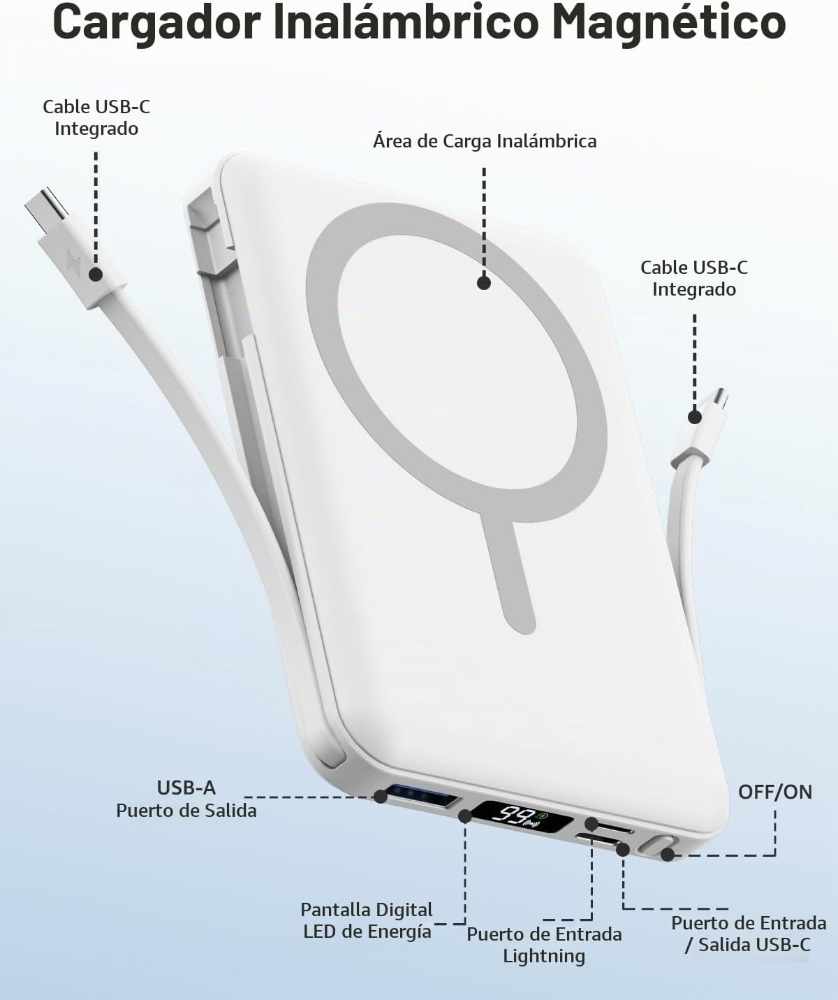 Gawegar para cargador portátil MagSafe, banco de energía magnético...