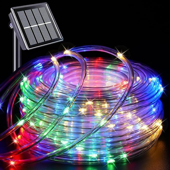 QITONG Cuerda de luces solares para exteriores, 66 pies, 200 luces...