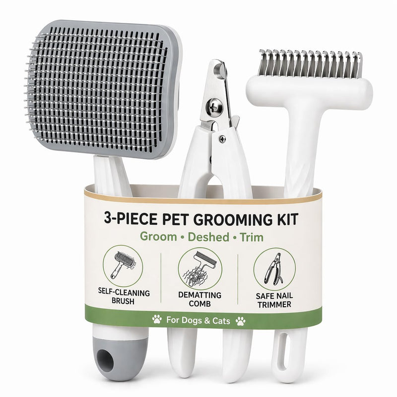 Cepillo de 3 piezas para perros y gatos para desprendimiento, cepil...