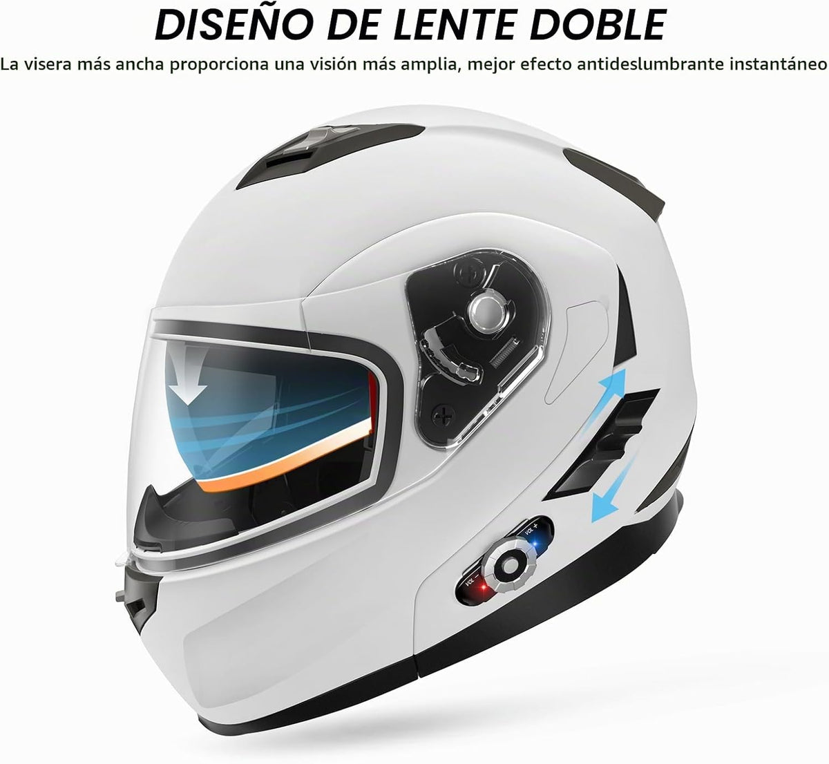 FreedConn BM2-S Casco de motocicleta Bluetooth, casco de moto modul...