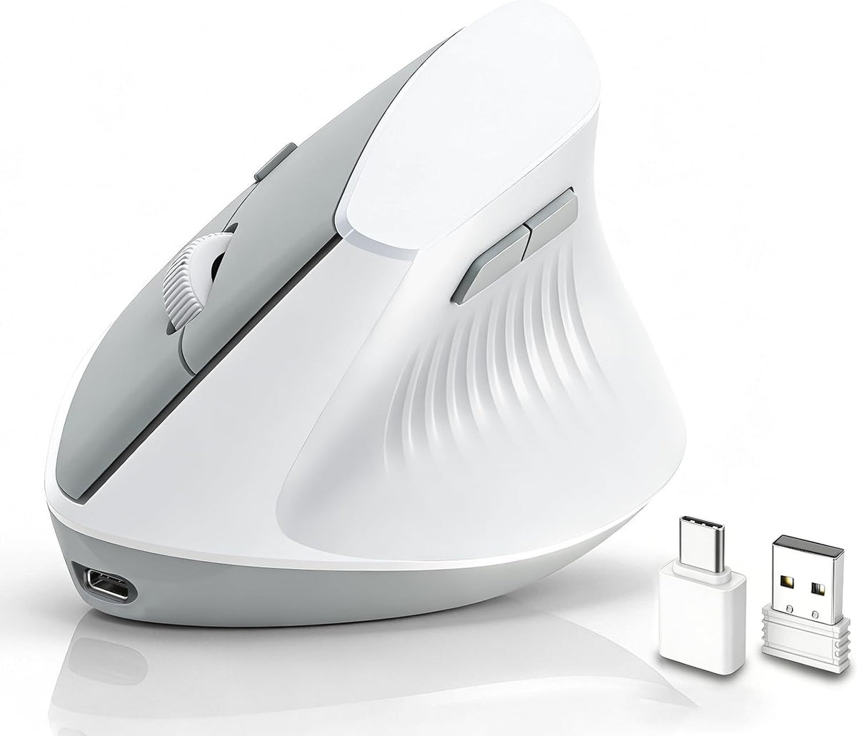 Ratón ergonómico, mouse vertical inalámbrico Bluetooth, recargable,...