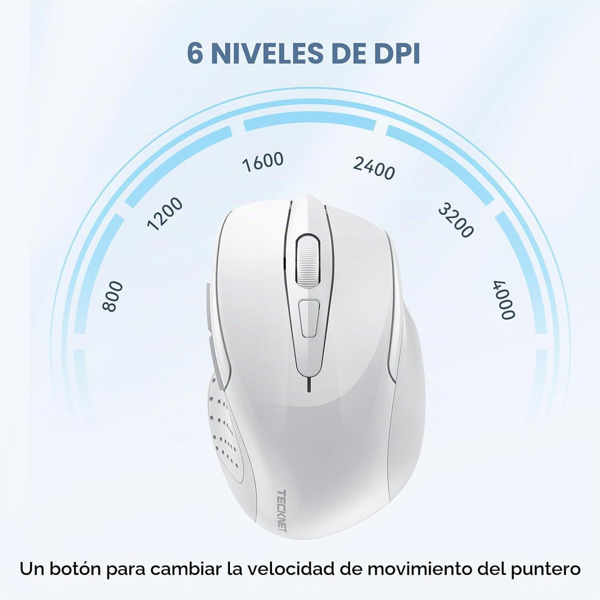 TECKNET - Mouse inalámbrico y ergonómico de 24 GHz, mouse óptico pa...