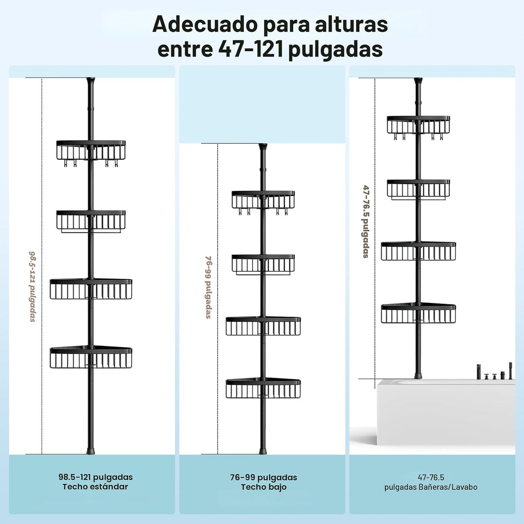 Organizador de Ducha de Esquina con Barra de Tensión: Organizador A...
