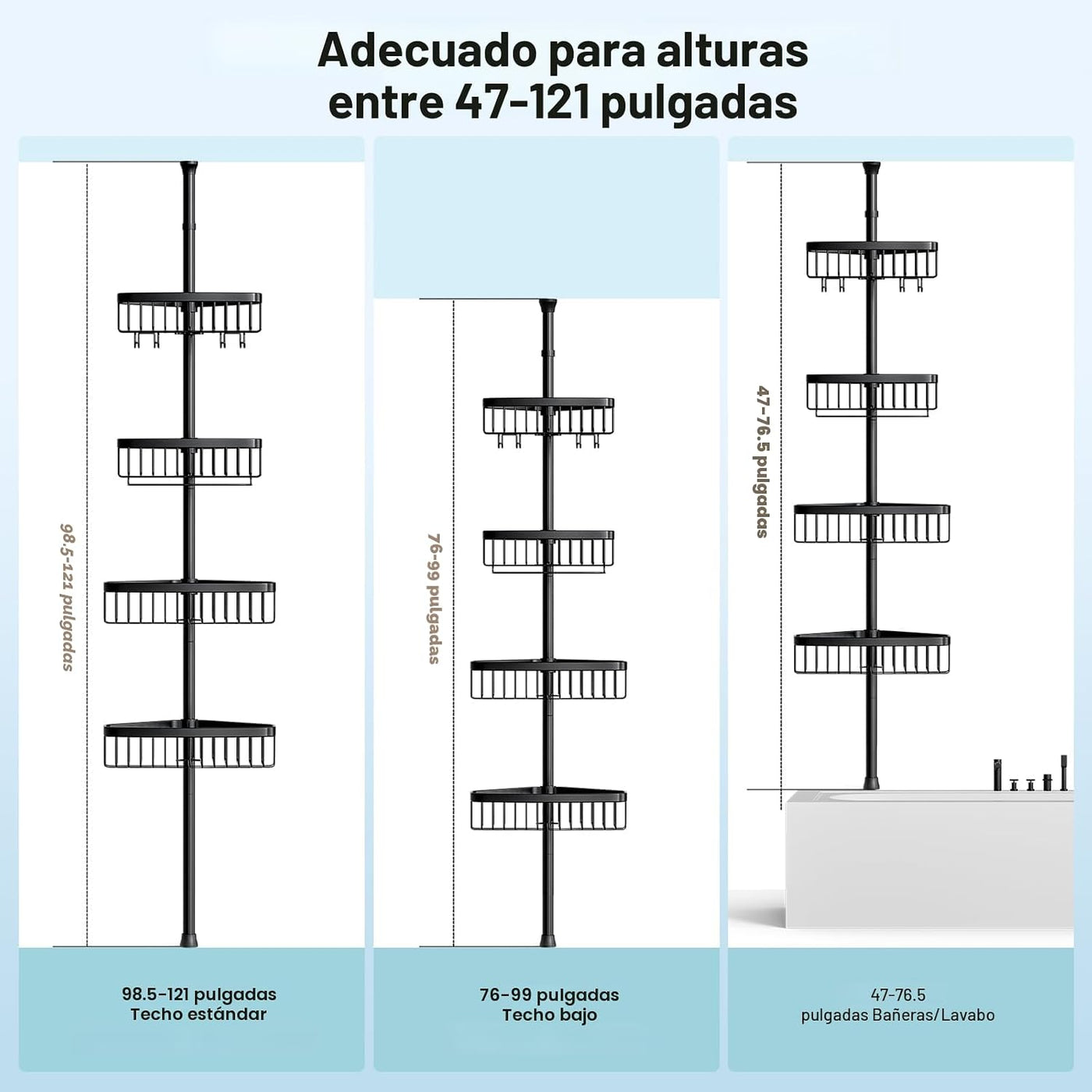 Organizador de Ducha de Esquina con Barra de Tensión: Organizador A...