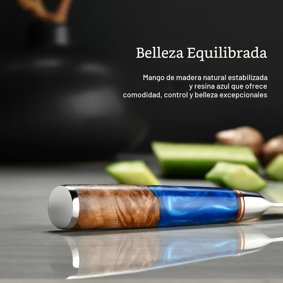 Cuchillo de Chef Japonés, Cuchillo de Cocina Damasco de 8 Pulgadas...
