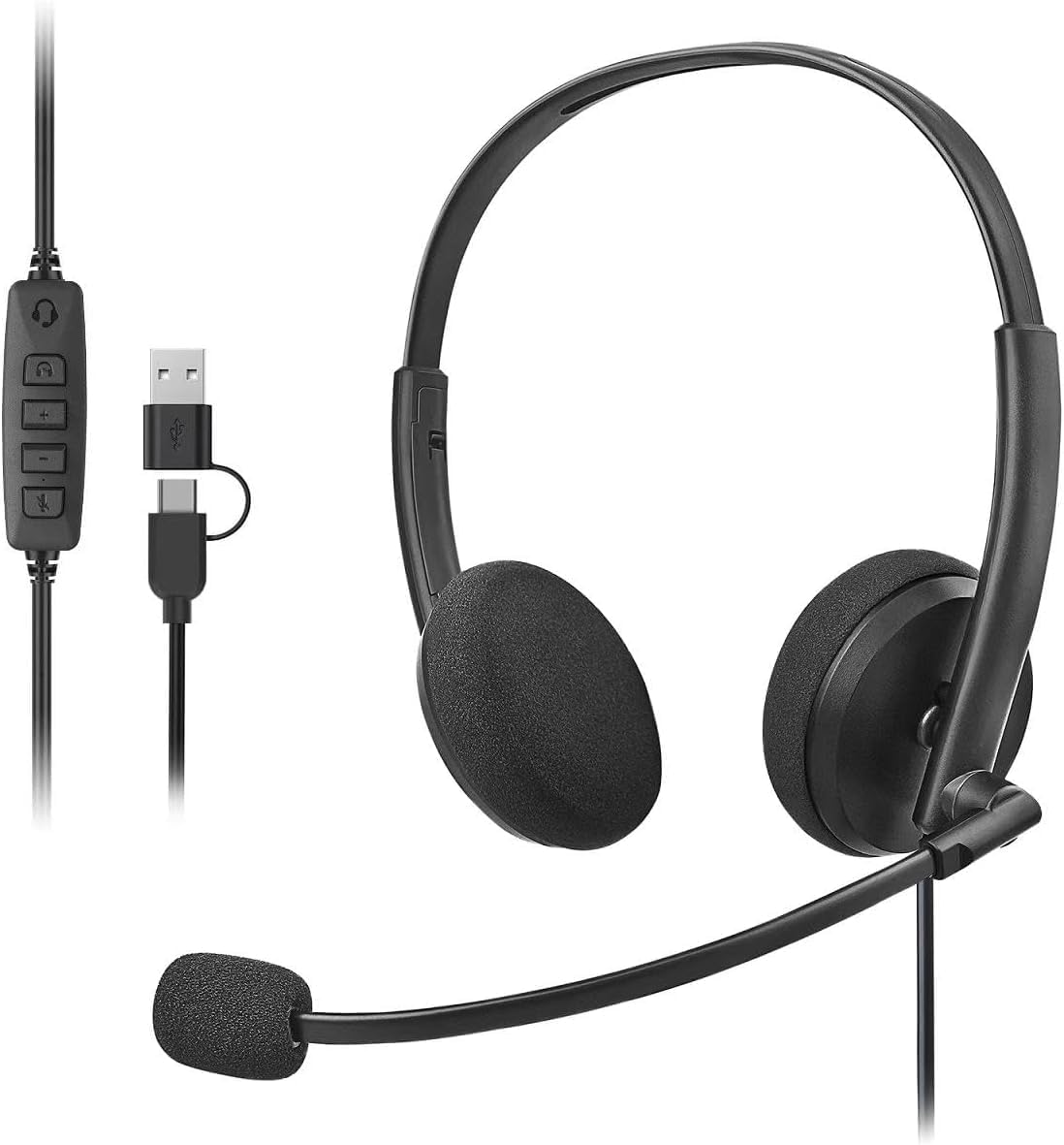 doudou Auriculares USB para computadora con micrófono de cancelació...
