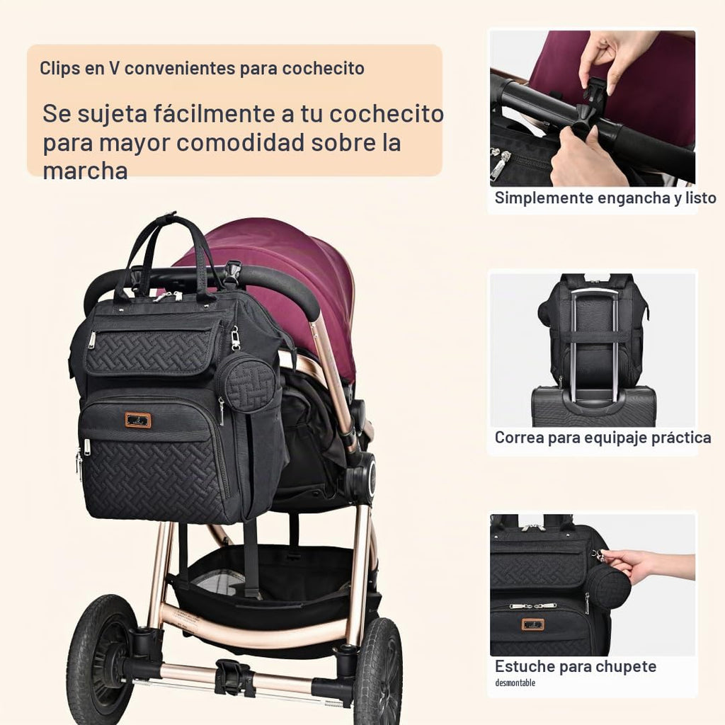 BabbleRoo - Mochila para pañales, bolsa multifuncional para cambiar...