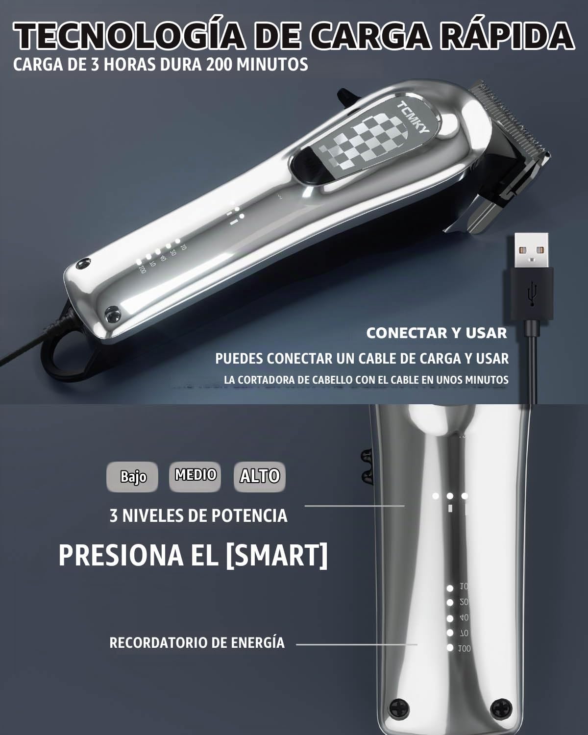 TCMKY Cortapelos para hombres inalámbricos y con cable, cortapelos...