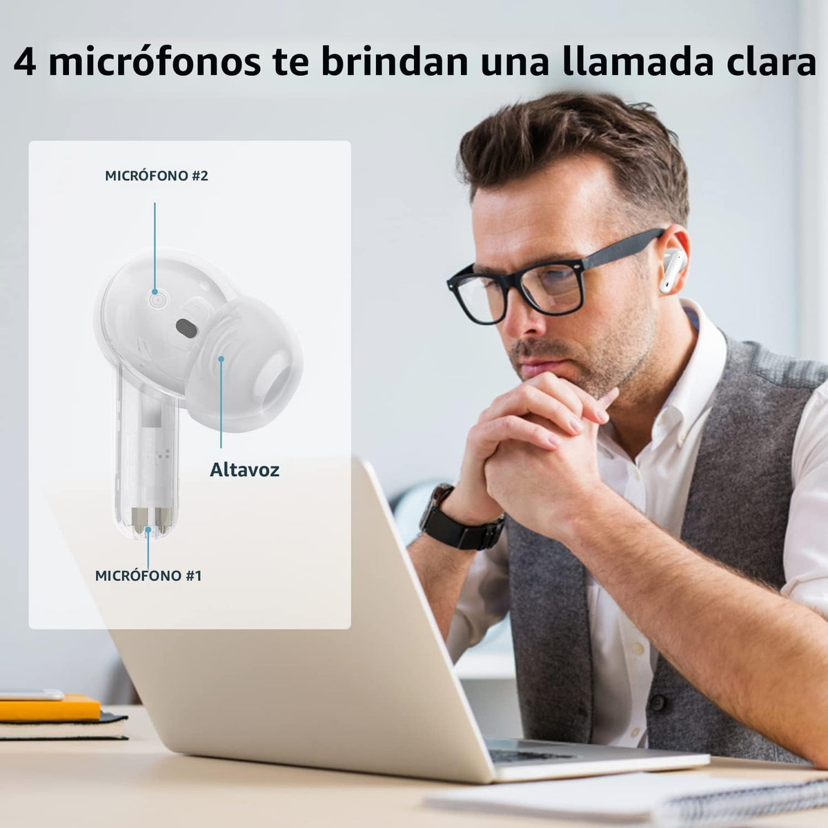 XIAOWTEK Auriculares inalámbricos A40 Pro, auriculares Bluetooth de...