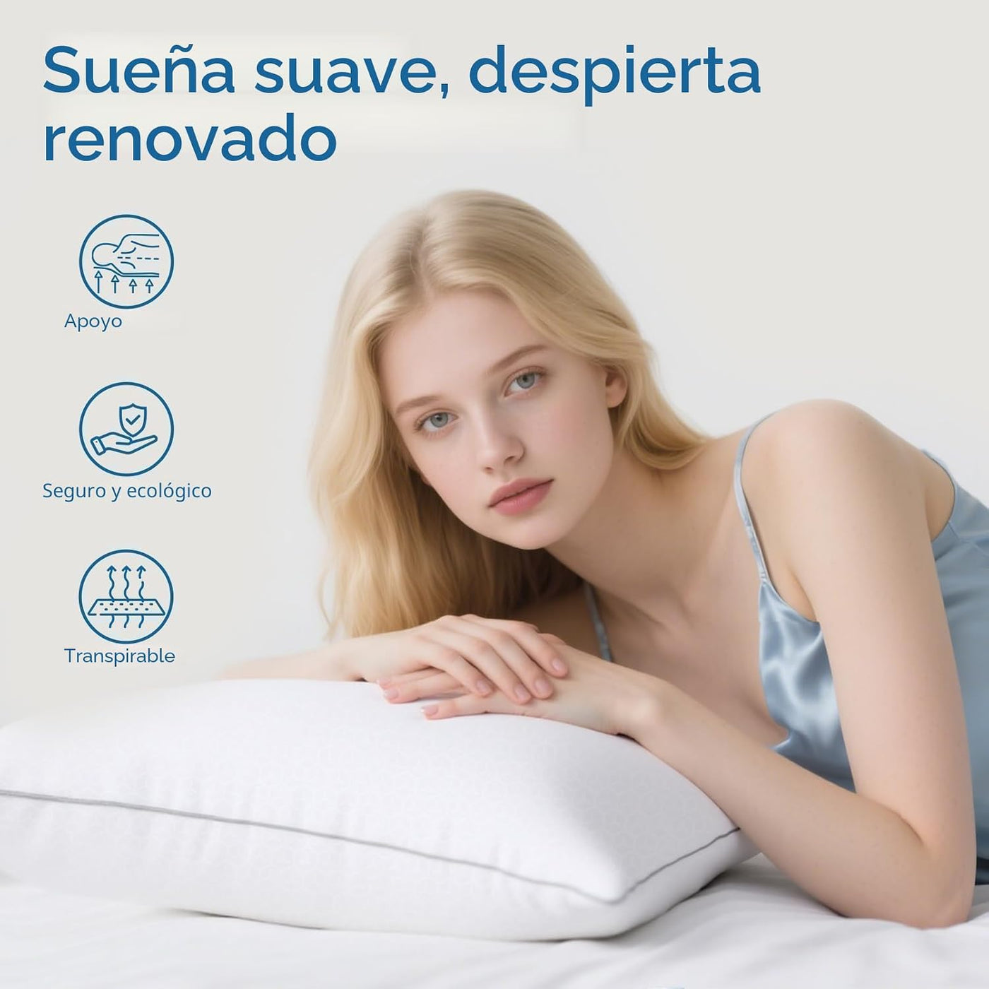 Sasttie - Juego de 2 almohadas tamaño Queen, almohadas de cama para...