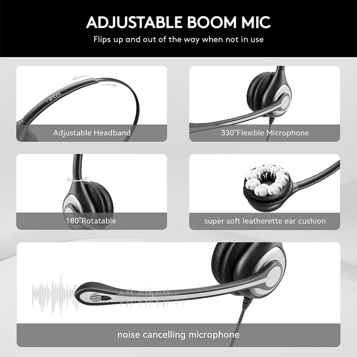Wantek Auriculares de computadora USB con micrófono para computador...