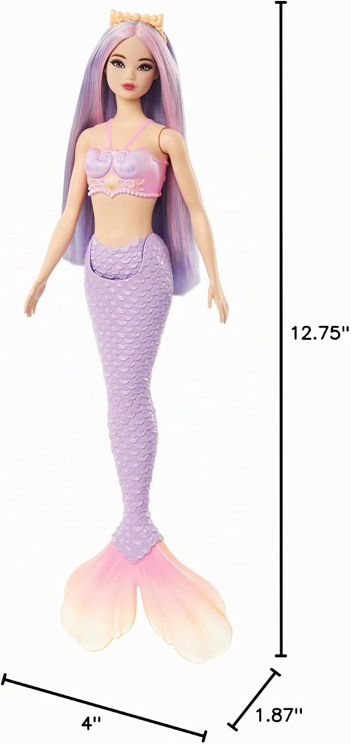 Barbie Muñeca de sirena con accesorio de pelo y diadema de fantasía...