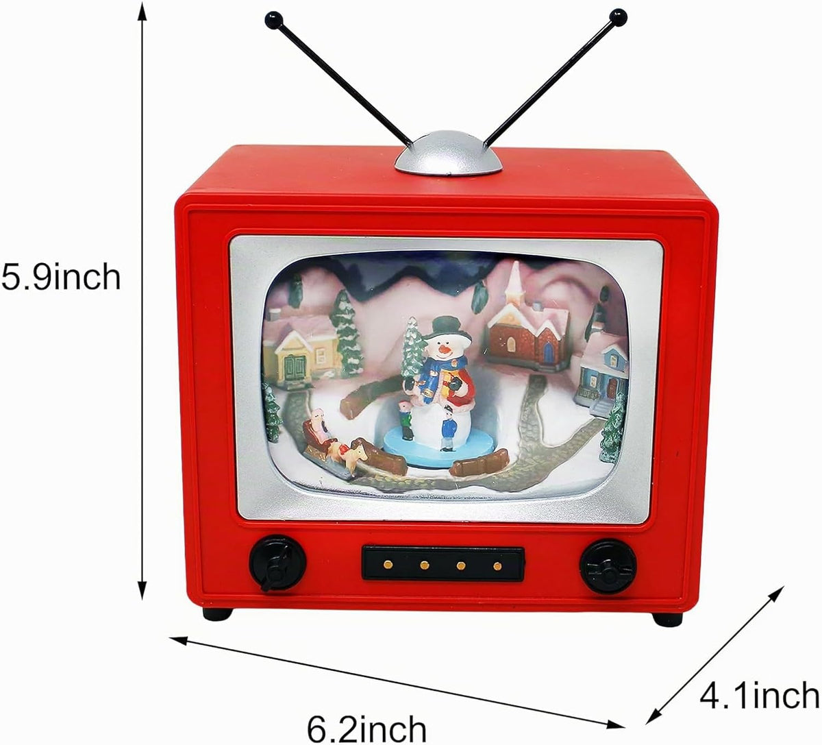 MOMENTS IN TIME Televisor retro rojo con escena del hogar de pueblo...