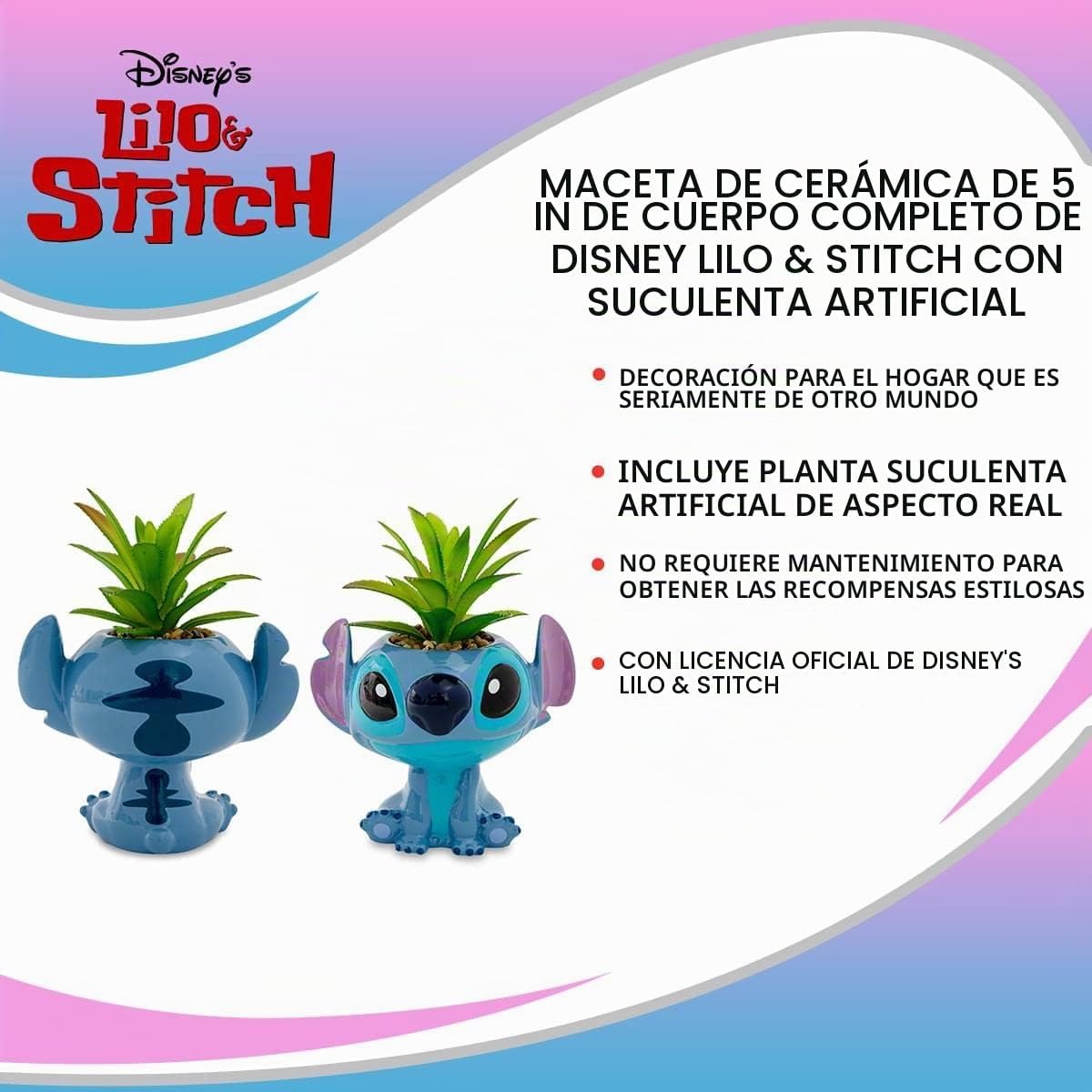 Toynk Disney Lilo &amp; Stitch - Maceta de cerámica de cuerpo compl...