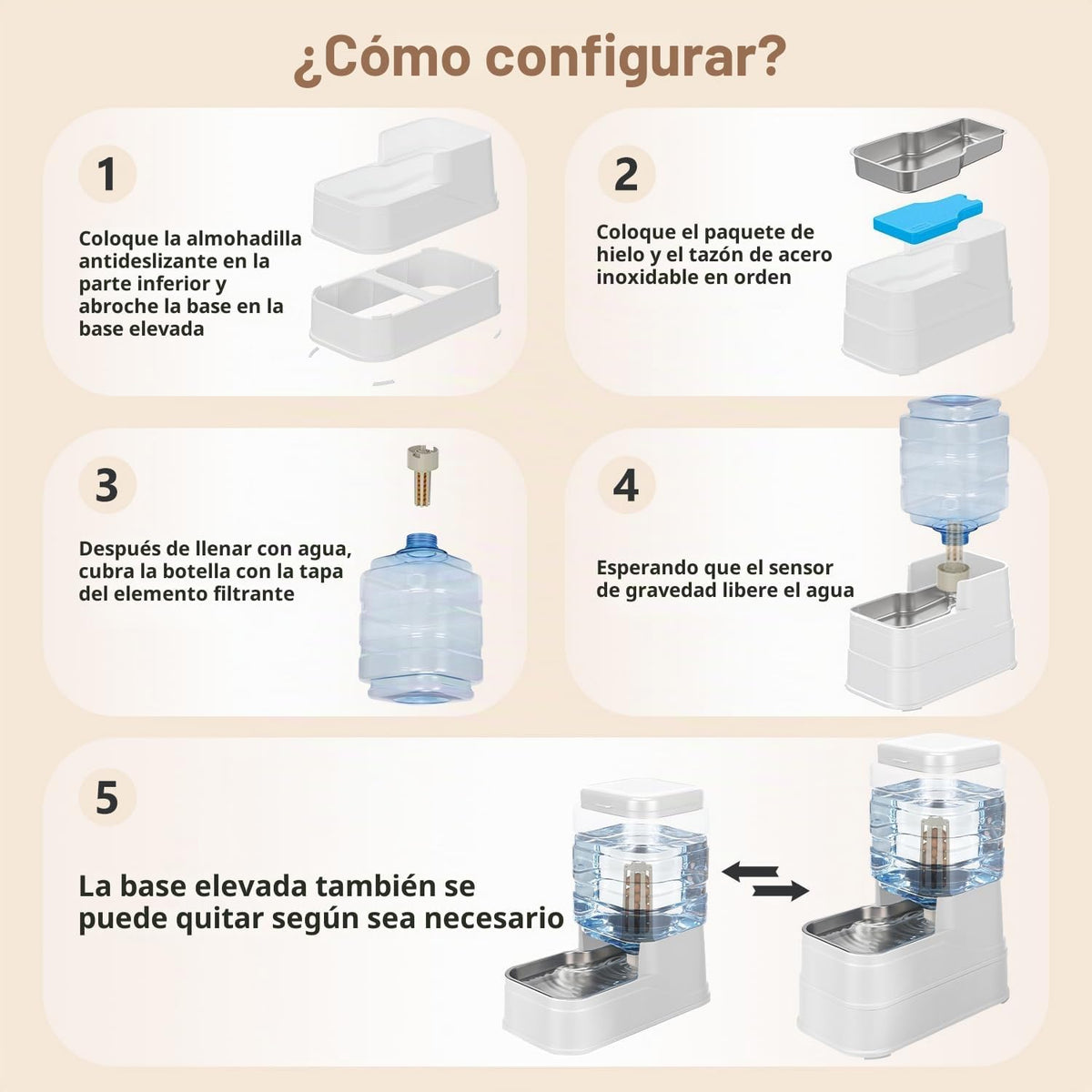 Dispensador automático de agua para perros y mascotas, de 1.6 galon...