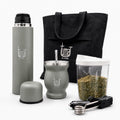 Kit completo de yerba mate – Incluye taza mate, popote (Bombilla), termo de 25.4 fl oz, bolsa y dos regalos (contenedor de yerbero y calentador de inmersión para automóvil)