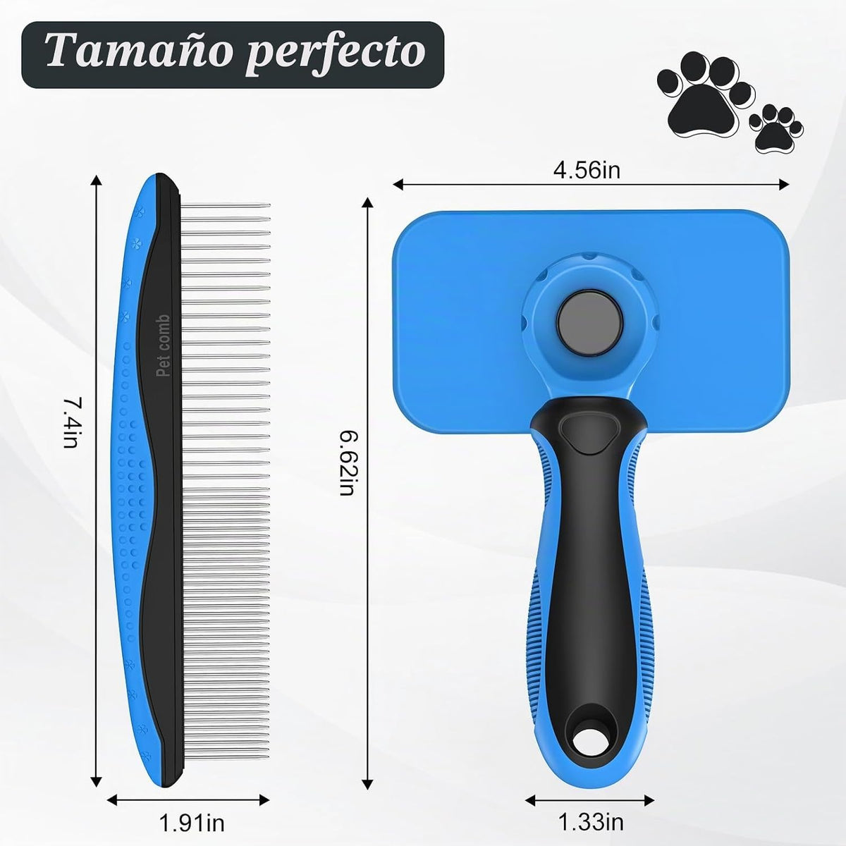 2 PCS Cepillo Slicker Autolimpiante y Peine para Perros - Herramien...