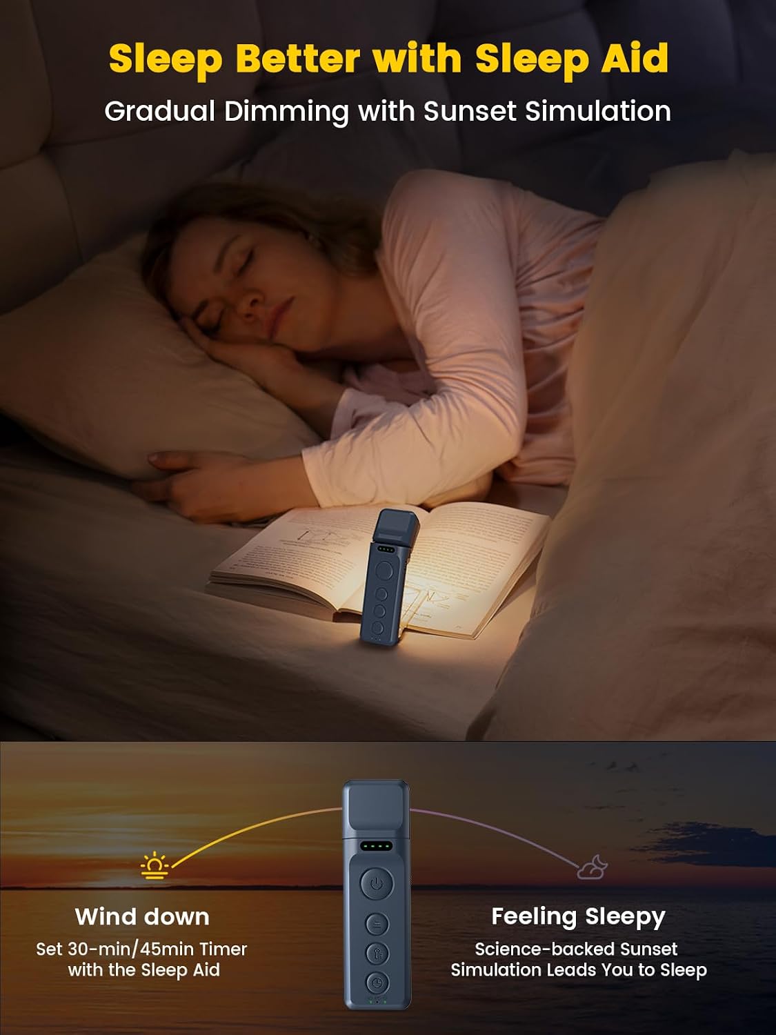 Glocusent Luz LED de lectura mejorada para el cuello y luz de libro...