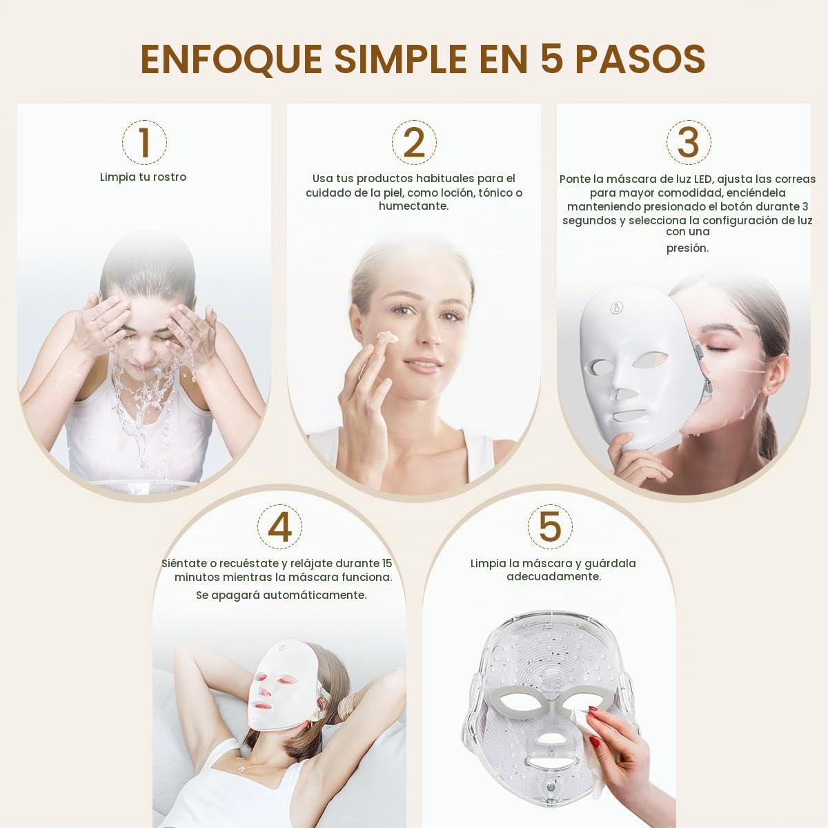 SHMHE Máscara facial LED \u2013 Máscara de luz facial inalámbrica c...