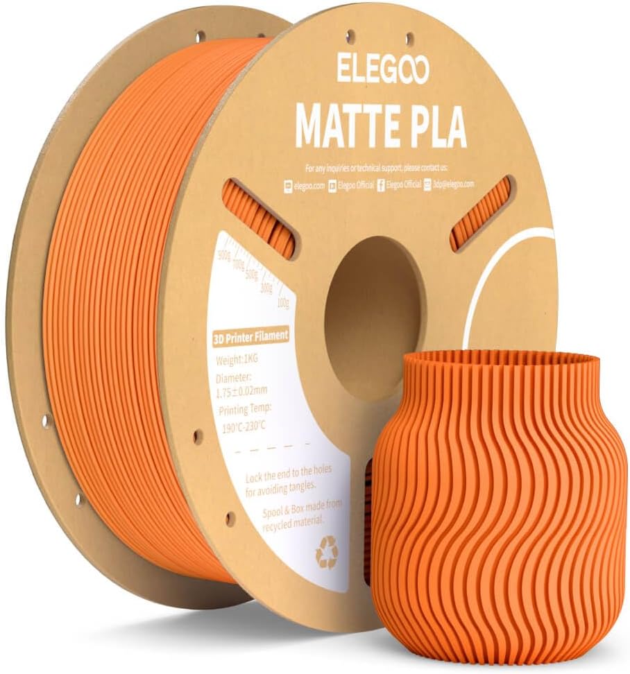 ELEGOO Filamento de impresora 3D PLA mate naranja 2.2 lbs 0.07 in |...
