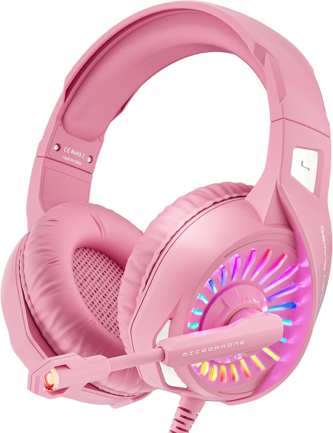 ZIUMIER Auriculares con cable rosa para juegos para PC, PS5, PS4, X...