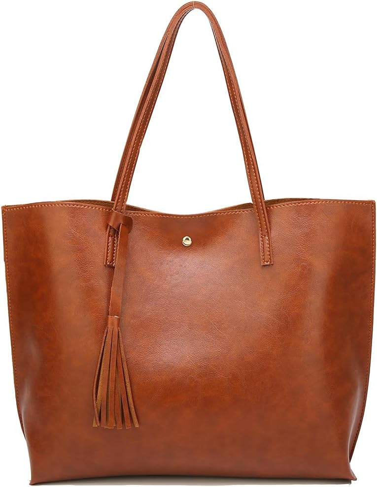 Dreubea - Bolsa de hombro y de mano de piel sintética suave para mu...