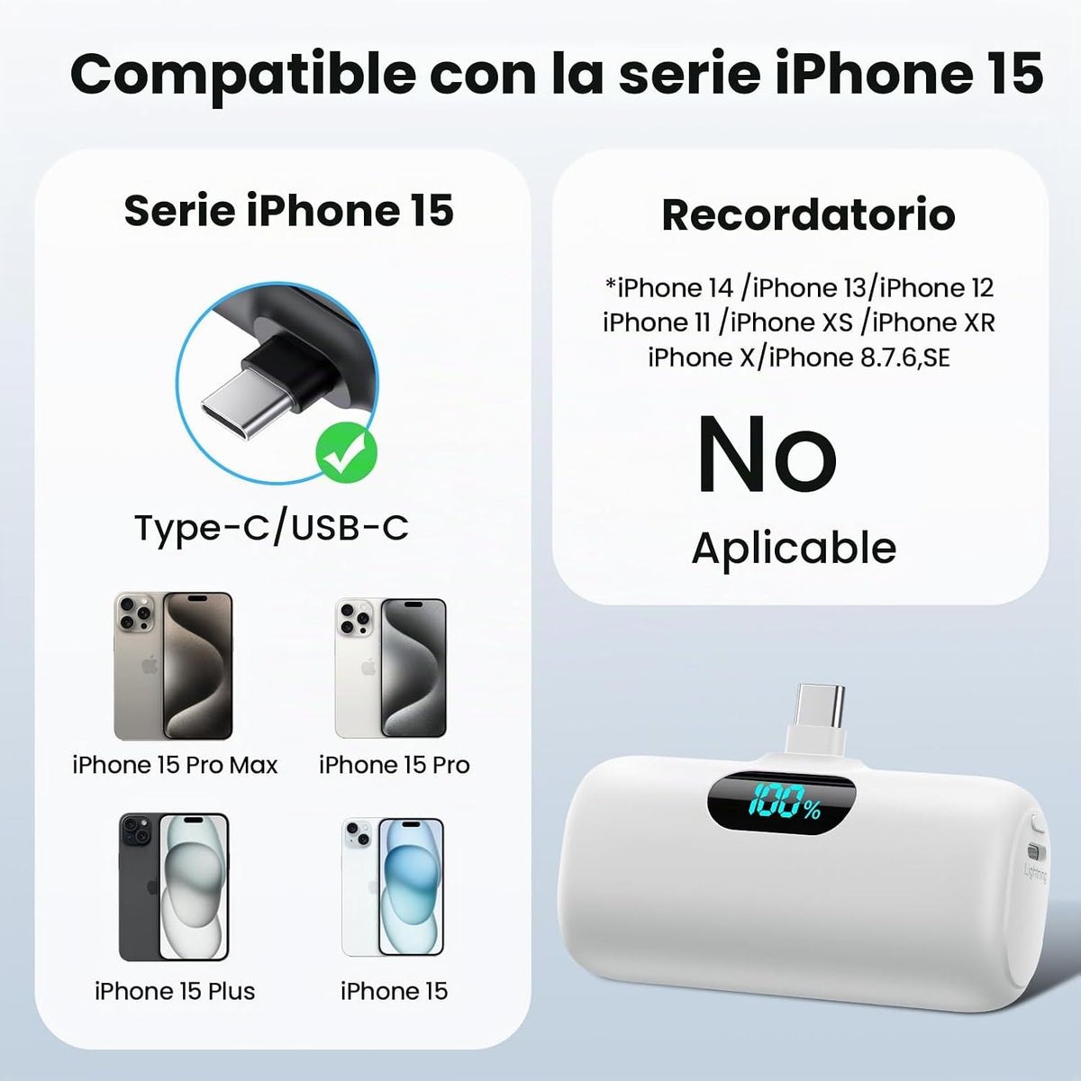 HETP Mini cargador portátil USB C, batería de carga rápida PD de 55...
