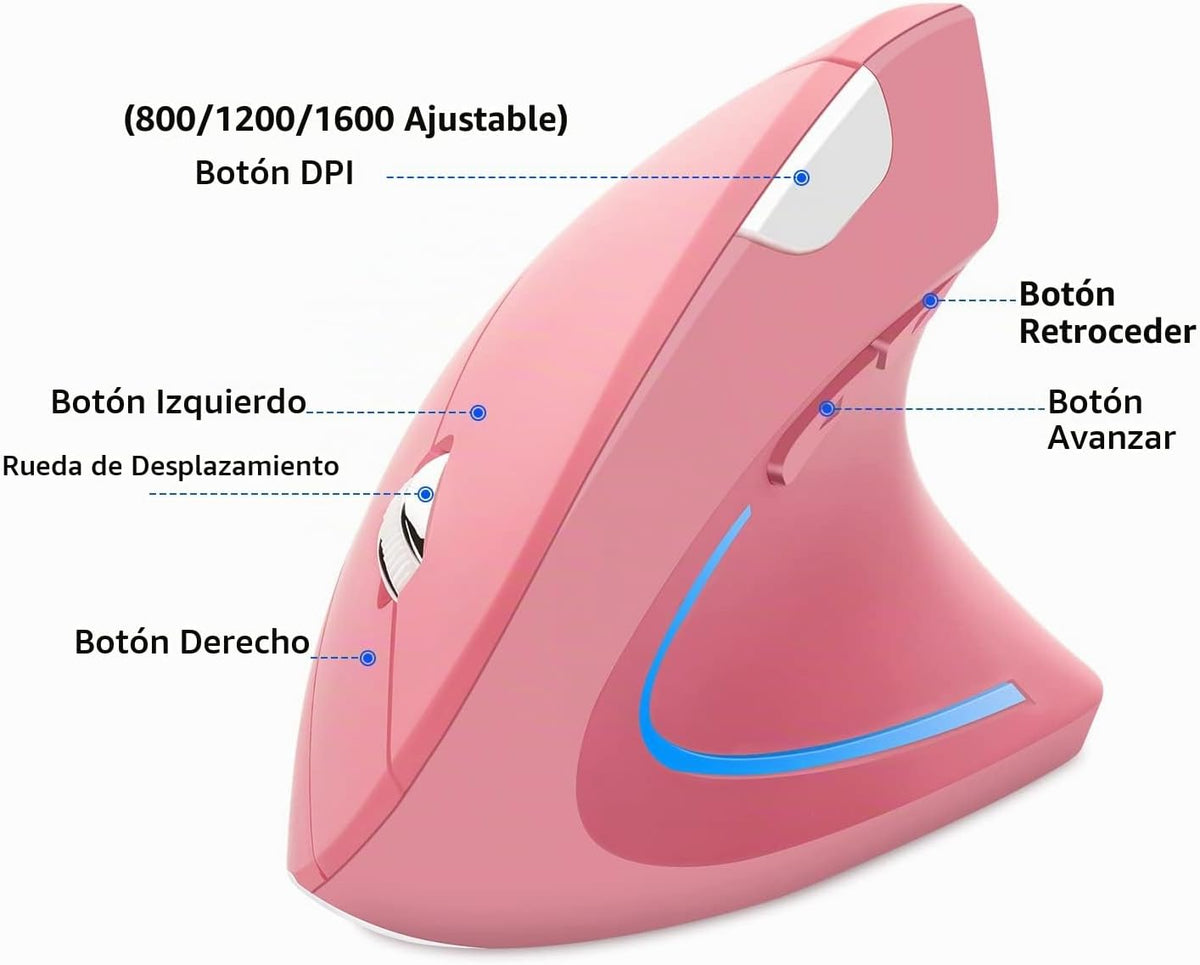 Ratón inalámbrico ergonómico vertical Ergo de alta presión óptico l...