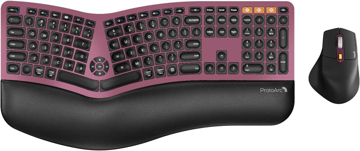 ProtoArc Teclado y Ratón Inalámbrico Ergonómico, EKM01 Plus Combo d...
