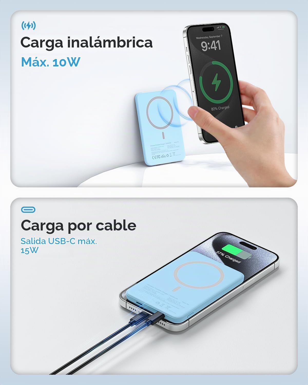 TRKOY Cargador portátil Magsafe, banco de energía magnético delgado...